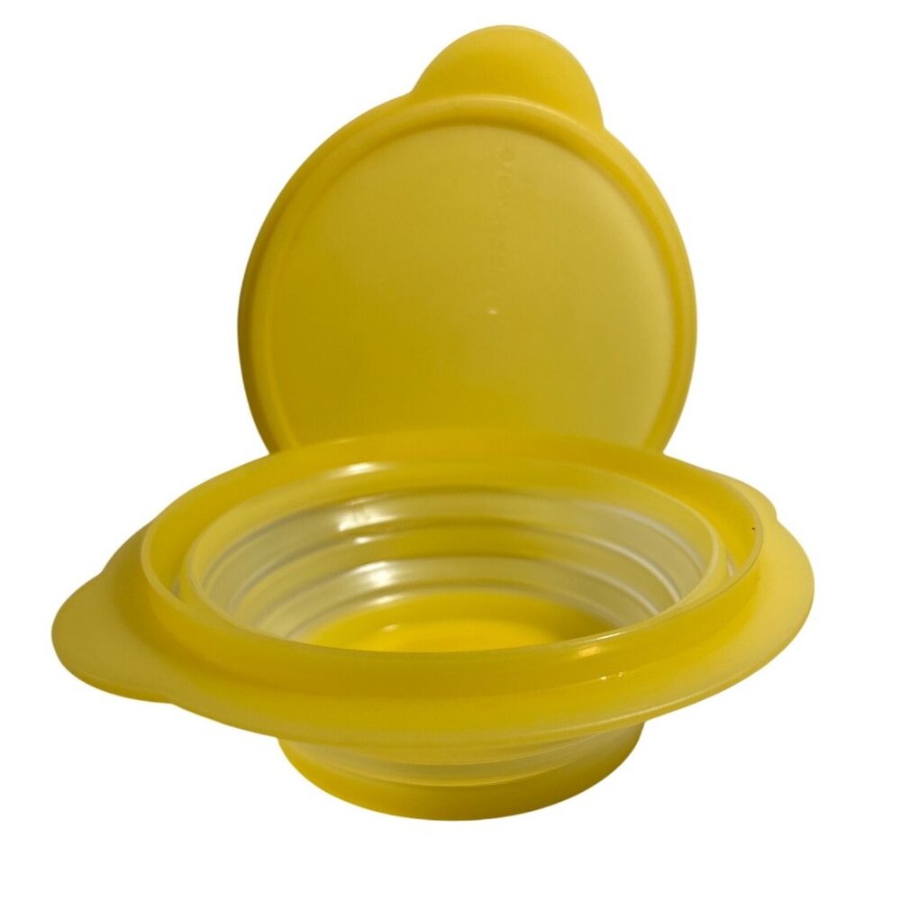 Tupperware Yellow Collapsible Bowl 700ml Capacity BPA-Free Plastic Made In USA